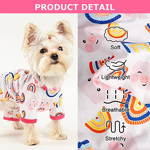 Dog Pajamas Pjs Spring Summer Dog Clothes for Small Dogs Girl (Pig Pink / Medium(6-9lb ))