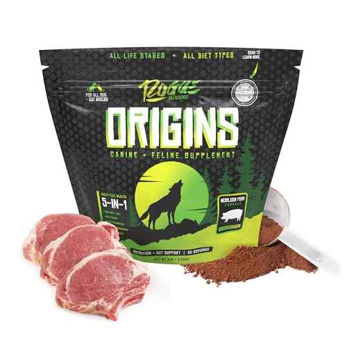 Origins 5-in-1 Dog Supplement - Powdered Food Topper w/Natural Heirloom Pork Protein- Supports Healthy Digestion, Skin, and Coat - Helps Reduce Itching & Joint Inflammation (5 lbs) (5 lb)
