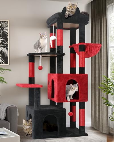 Heavy Duty Cat Trees for Big Cats Maine Coon (Blood-Goth / 61inch)