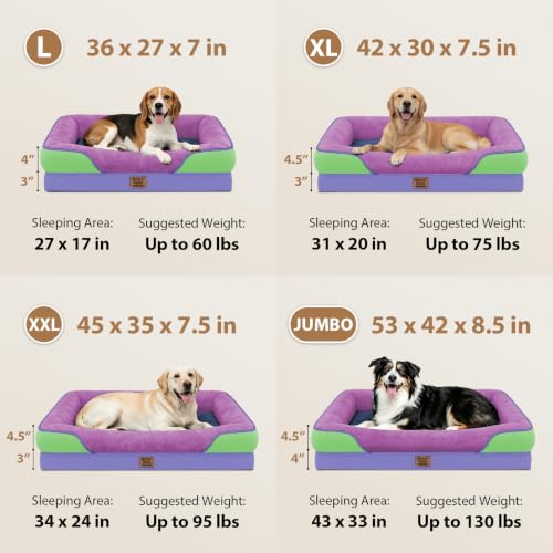 Orthopedic Washable XXL Dog Bed for Extra Large Dogs (Lavender Blue / 45"L x 35"W x 7.5"Th)