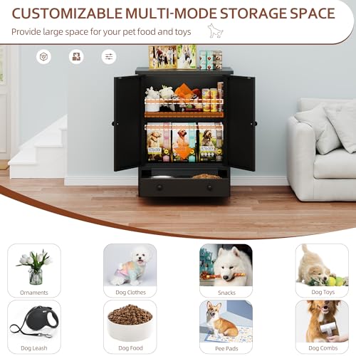 Dog Feeding Station with Storage (Black)