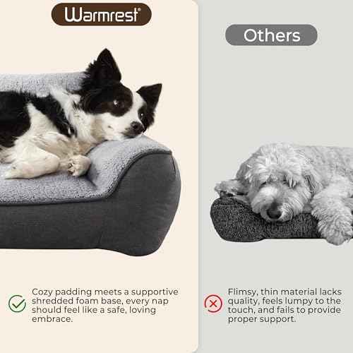 Extra Thick Orthopedic Bolster Dog Beds Large Sized Dog (Grey / 38"L x 28"W x 8.5"H)