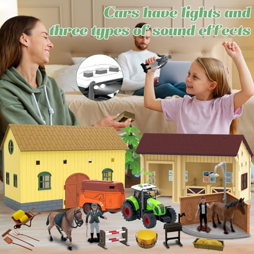 52PCS Farm Animals Toys Set Comes with Warehouse (Horse Washing Field)