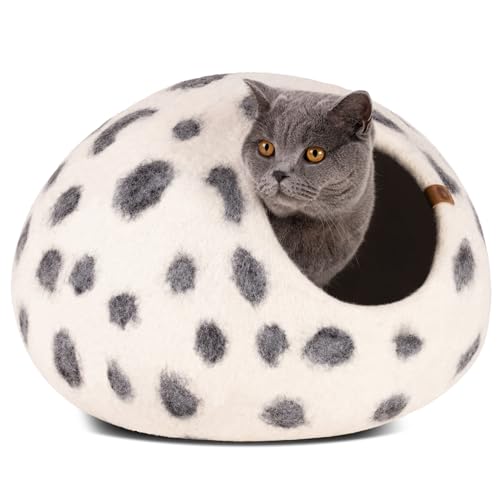 Cat Cave Merino Wool Bed for Indoor Cats (Snow Leopard / Medium)