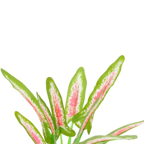 Silk Aquarium Plants for Betta Fish Tank (Green-wine / 8 Inch)