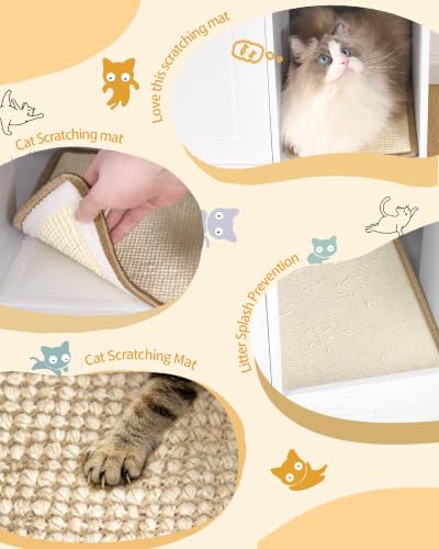 Cat Litter Box Enclosure (White and Gold / 31.4"L x 19.6"W x 24"H)