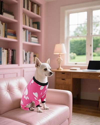 4 Pack Pink Dog Pajamas for Small Dogs (Medium)