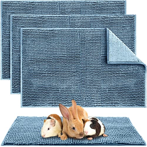 4 Pcs Guinea Pig Cage Liner (Blue / 16 x 24 Inch / Low Pile Chenille)