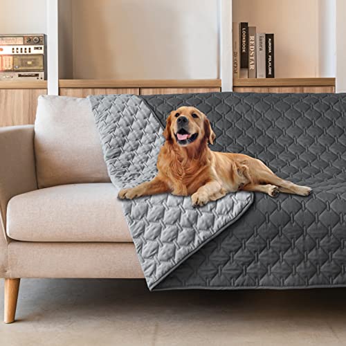Waterproof Dog Blankets for Large Dogs (82x82 Inch (Pack of 1) / Dark Grey/Light Grey)