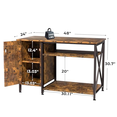120 Gallon Reptile Tank Stand with Storage Cabinet & Power Outlet (48x24"-40-120 Gallon / Rustic Brown)