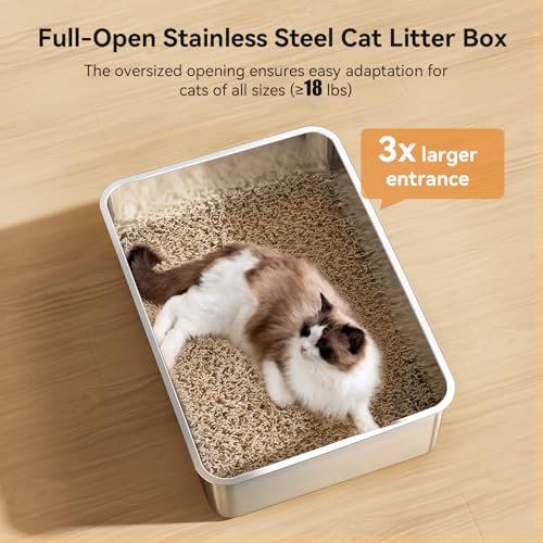 2 Pack XXXL Stainless Steel Litter Box (Silver2)