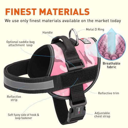 Dog Harness Reflective No (Pink Camo / Girth 22" to 28")