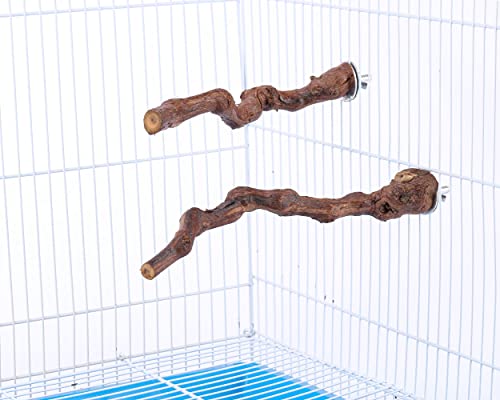 2pc Bird Perch Stand Grapevine Wood Stick Perch Swing Bird Cage Toy (2 Packs Sticks)