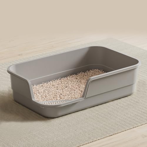 Extra Large Cat Litter Box with High Sides (Grey)