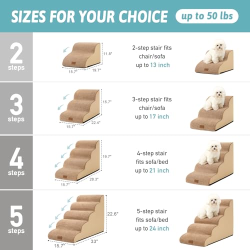 Dog Stairs for Small Dog 19.7" H (Light Brown / Standard:15.7"x28.3"x19.7")
