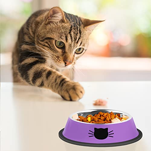 3Pcs Cat Bowls (Purple, Silver, Green / 7 oz)