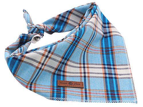 Dog Bandana for Small Medium Large Dogs (Blue Grid / Small (Pack of 1))
