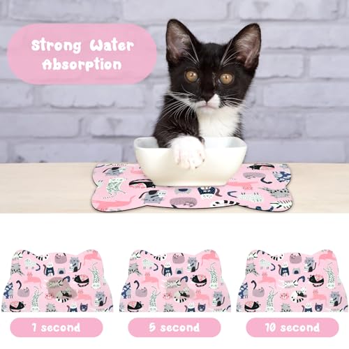 Cat Food Mats for Floor (Light Pink / 17.7"L x 9.8"W)