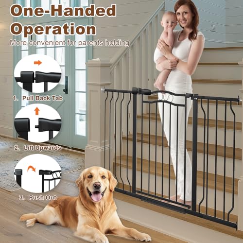 29.5 43.7" Wide Baby Gate for Stairs No Drilling (Black / 29.9"-43.7")