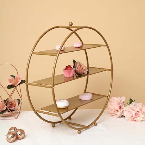 Efavormart 3 Tier Metal Round Cupcake Stand 21" Matte Gold (3-Tier 21" Round / Gold)