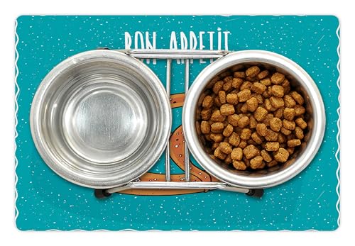 Bon Appetit Pet Mat for Food and Water (White Brown)