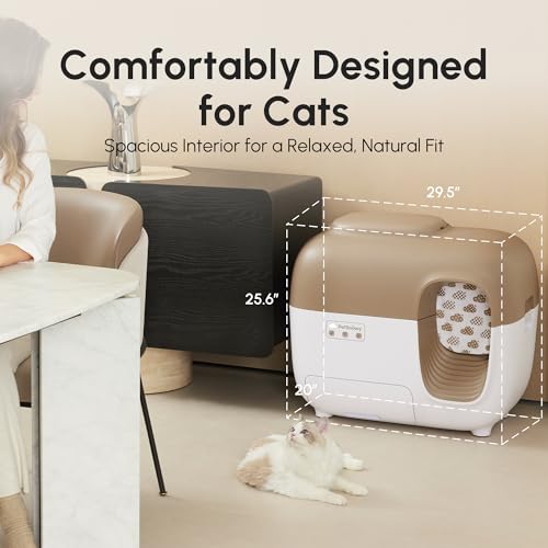 Self Cleaning Automatic Cat Litter Box with Odor Control TiO2 System (Brown)