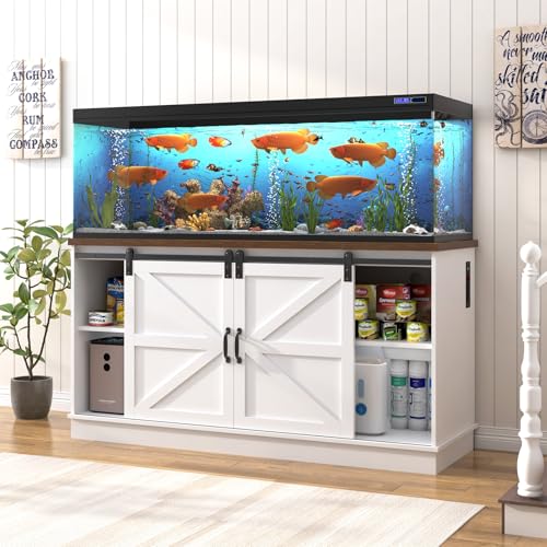 Farmhouse 75 120 Gallon Fish Tank Stand with Power Outlet (White / 75-120 Gallon)
