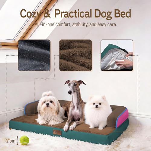 Orthopedic XL Dog Bed for Large and Extra Large Dogs (Jungle Berry / 42"L x 30"W x 7.5"Th)