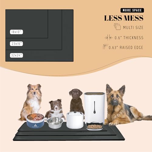18x10 Waterproof Silicone Dog Food Mat (Black / 18" x 10")