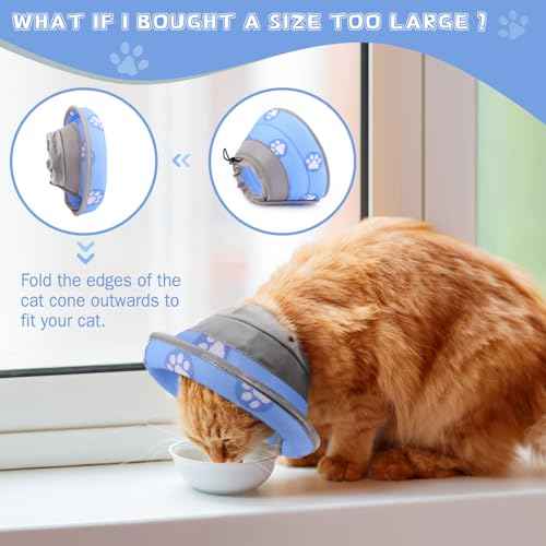 Cat Cone Collar Soft Elizabethan Collar for Surgery Recovery (Blue / M (Neck 7"-9"))