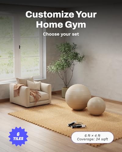 0.79" Thick Gym Flooring for Home Gym (Wood / 24 Sq Ft (6 Tiles))