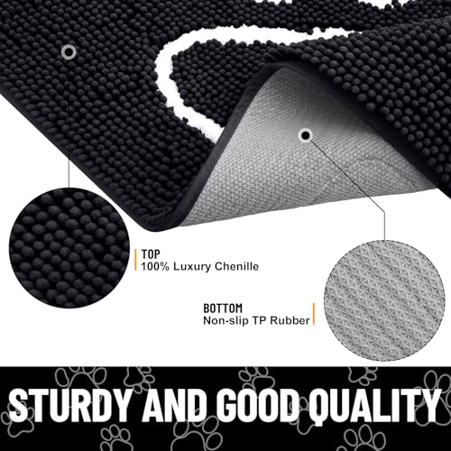 Dog Door Mat for Muddy Paws (48"X30" / Black and White)
