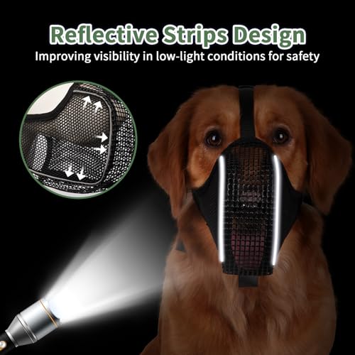 Patented Mesh Dog Muzzle with Panting Room for Large Medium Dogs (Black / XS [Snout Cir: 7.5-8.25"])