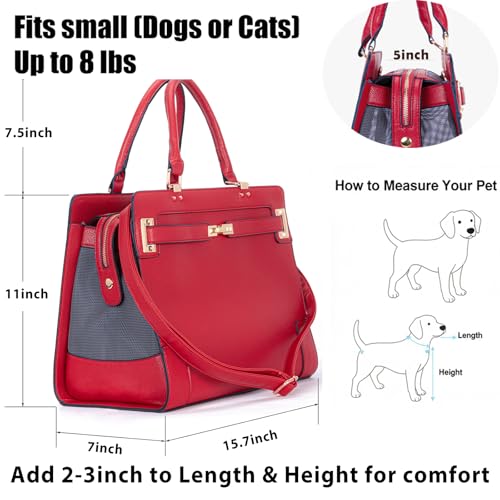 Fashion Pet Carrier Dog Cat Carrier Purse Soft (Red)