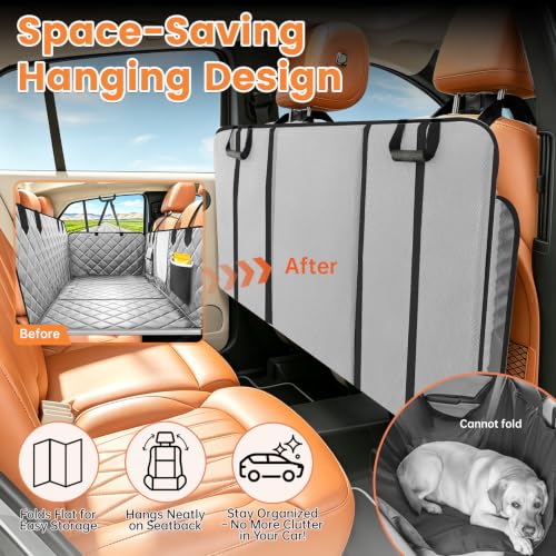 Hard Bottom Car Seat Cover for Dog (Upgraded Gray / For Full Size Truck)