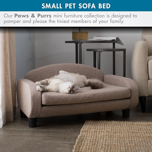 Cat Sofa Bed Pet Couch for Indoor Cats Elevated Cat Beds with Removable Washable Mattress Cover for Kitten (Pet Sofa / Sand)