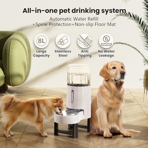 Gravity Dog Water Bowl Dispenser (White / 8L+Stand)