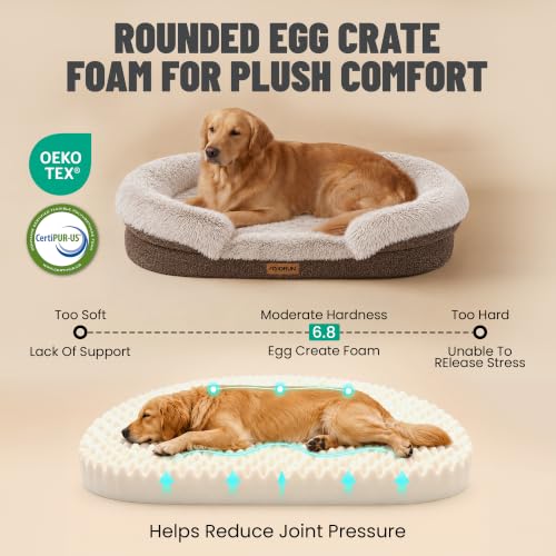 Fluffy Orthopedic Dog Beds Large Sized Dog (Coffee / M(36", UP to 50lbs))