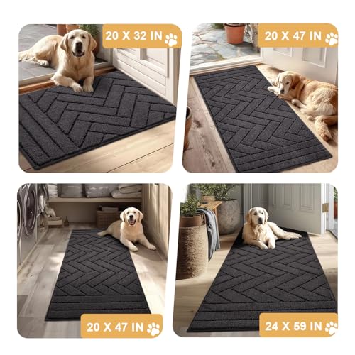 Dog Door Mat for Mud Paws (24" x 59" / Charcoal)