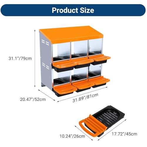 Chicken Nesting Boxes (35.4"L x 17.5"W x 9.1"H / Orange)