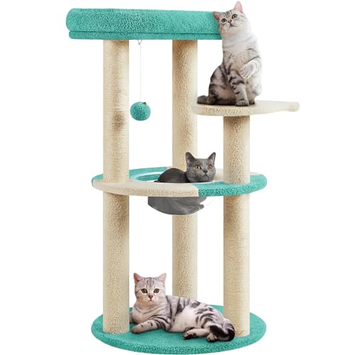 Cat Tree 35.5in Cat Tower for Indoor Cats (Indigo/Beige)