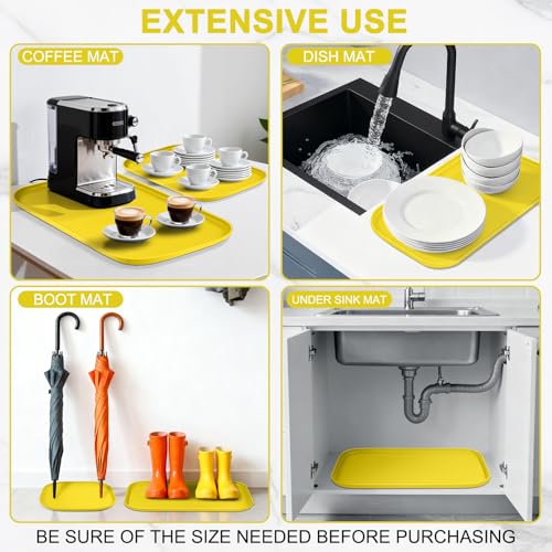 Waterproof Silicone Pet Food Mat with Raised Edge for Dog & Cat (Light Yellow / 22"L x 14"W)
