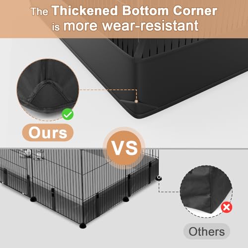 Guinea Pig Cage with Waterproof PVC Bottom Liner & One (12 Panels / Black)