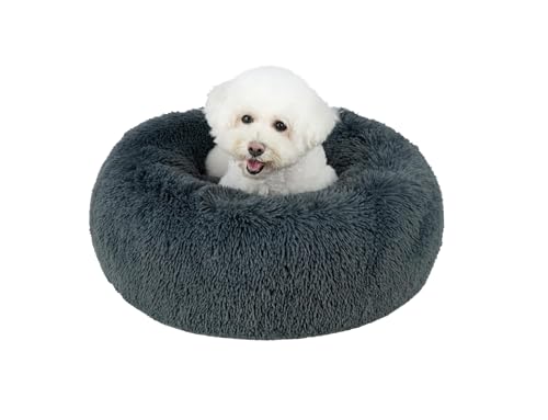 Round Calming Dog Bed for Small (Gray / 27" x 27" x 7.5")