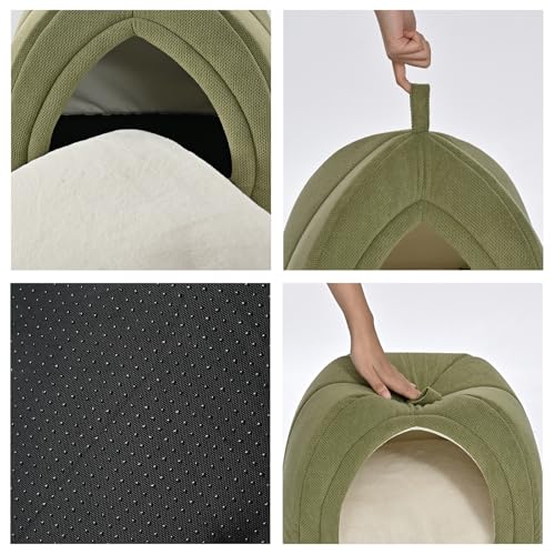 Cat Bed Cave 2 (Green / S-15"×15"×15")