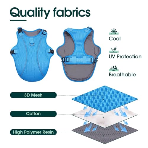 Dog Cooling Vest Harness (S (Chest Girth:16.9'') / Ocean Blue)