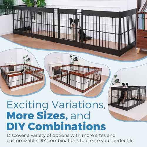 Large Furniture Style Dog Playpen (Rustic Brown / 12 Panels (27.5" High))