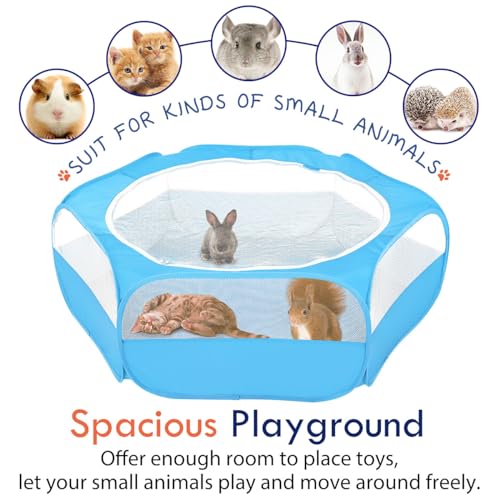Small Animal Playpen with Zippered Cover (C-Light Blue)