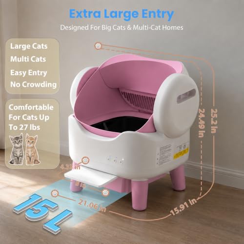Self Cleaning Litter Box with APP (Pink)