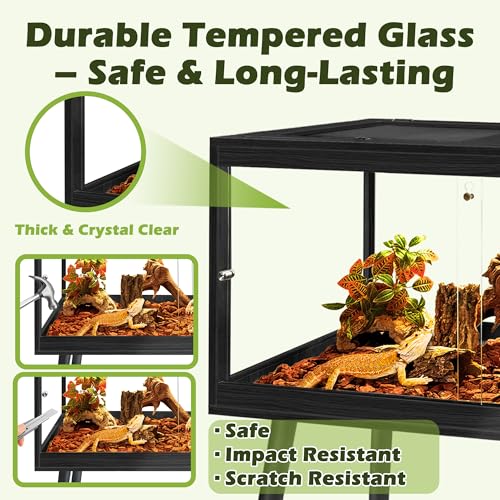 Bearded Dragon Tank with Legs (Black / 75Gallons, 47inch)